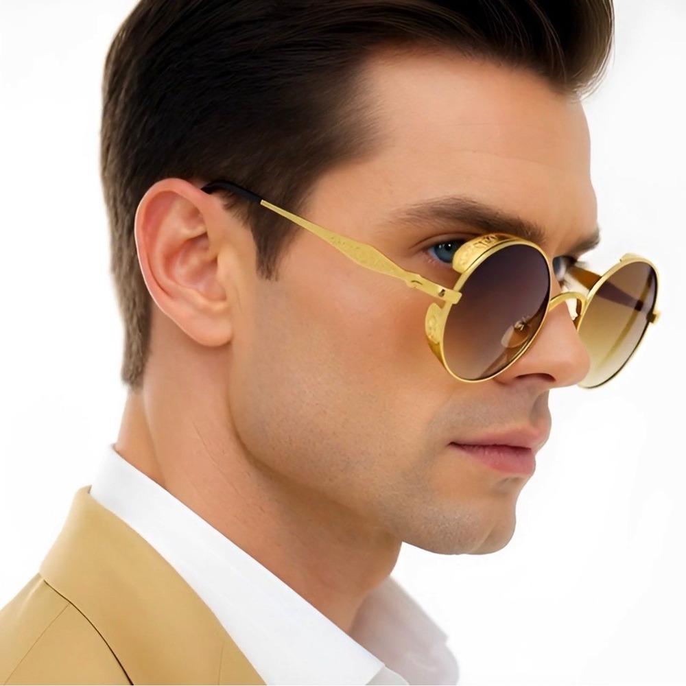 Round Steampunk Sunglasses Circle Lennon Hippie‎ Glasses Metal Frame Street Wear